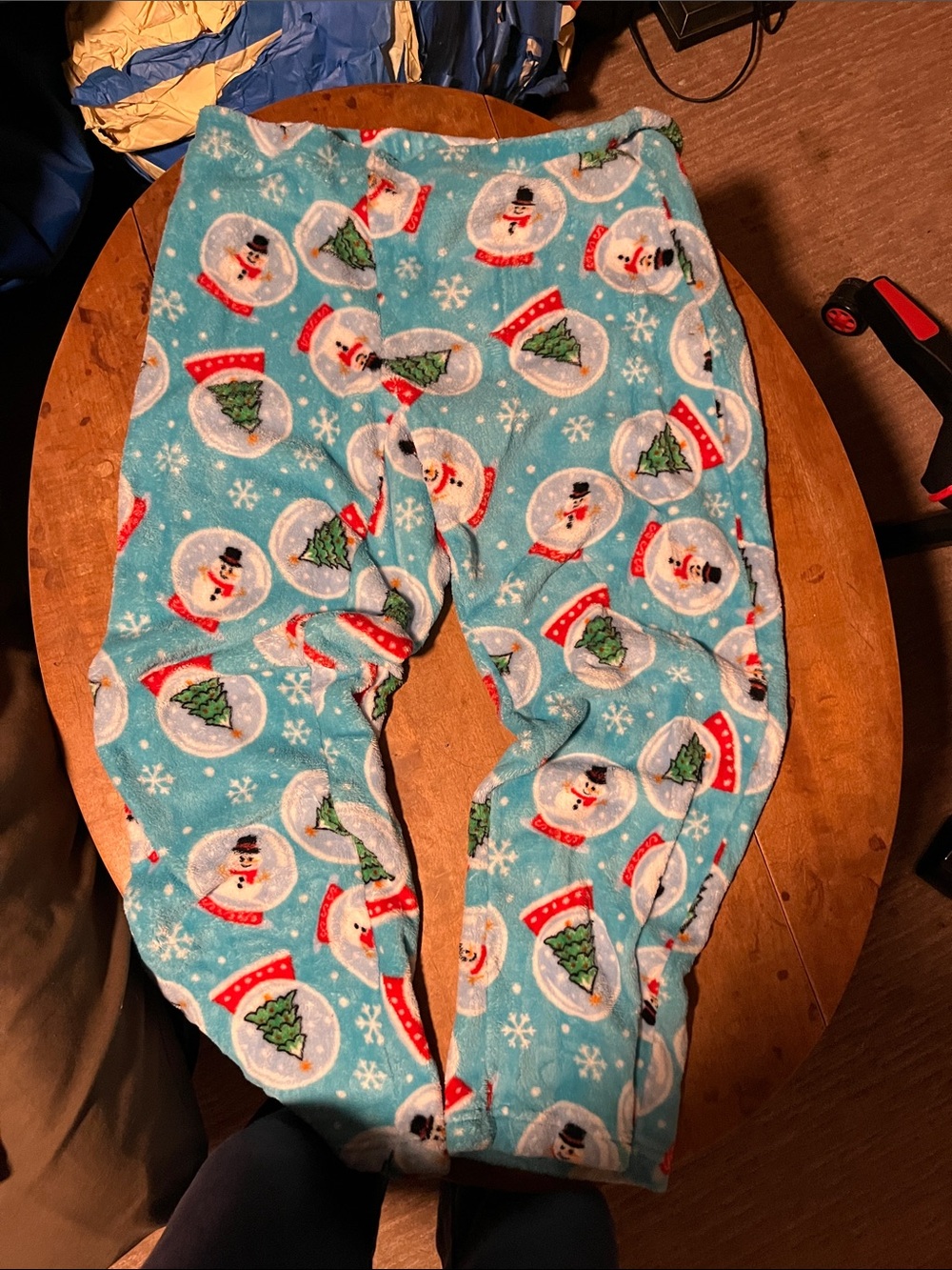 Secret Treasures Turquoise Holiday Snowman & Tree Fleece Pajama Pants